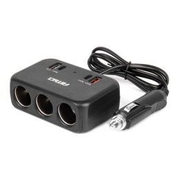 Rozgałęziacz rozdzielacz gniazda zapalniczki z ładowarką 1x USB-A 1x USB-C QC4.0 12V 24V 120W 80cm