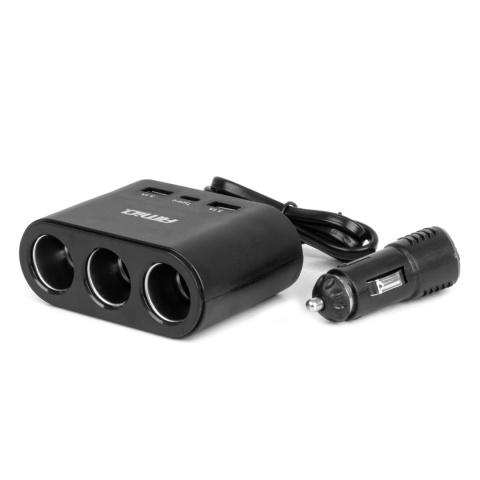 Rozgałęziacz rozdzielacz gniazda zapalniczki z ładowarką 2x USB-A 1x USB-C 12V 24V 120W 70cm