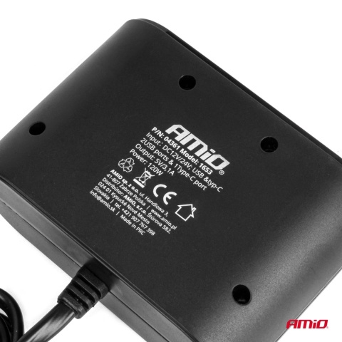 Rozgałęziacz rozdzielacz gniazda zapalniczki z ładowarką 2x USB-A 1x USB-C 12V 24V 120W 70cm Rozgałęziacz rozdzielacz gniazda zapalniczki z ładowarką 2x USB-A 1x USB-C 12V 24V 120W 70cm