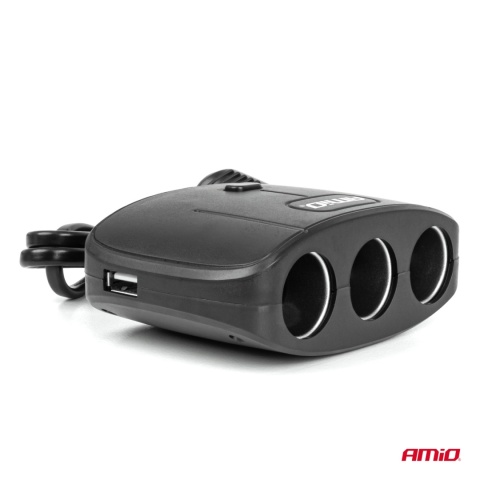 Rozgałęziacz rozdzielacz gniazda zapalniczki z ładowarką 2x USB-A 1x USB-C 12V 24V 120W 70cm Rozgałęziacz rozdzielacz gniazda zapalniczki z ładowarką 2x USB-A 1x USB-C 12V 24V 120W 70cm