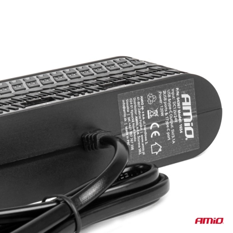 Rozgałęziacz rozdzielacz gniazda zapalniczki z ładowarką 2x USB-A 1x USB-C 12V 24V 120W 80cm Rozgałęziacz rozdzielacz gniazda zapalniczki z ładowarką 2x USB-A 1x USB-C 12V 24V 120W 80cm