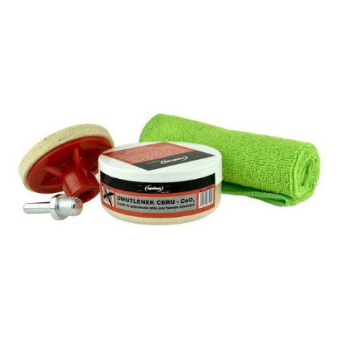 ZESTAW DO POLEROWANIA SZYB TLENEK CERU 150g + FILC