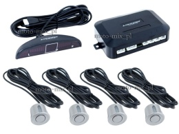 Czujnik parkowania z wyświetlaczem LED, 4 srebrne sensory