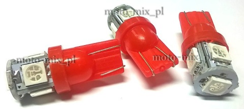 Diody do postojówek CZERWONE w5w 5 led SMD
