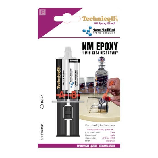 Klej bezbarwny epoksydowy 1 minuta Technicqll 2x3ml